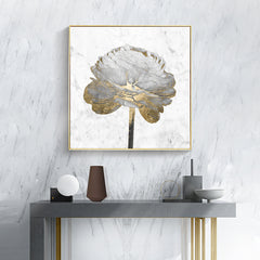 50cmx50cm Gold And White Blossom On White 2 Sets Gold Frame Canvas Wall Art Tristar Online