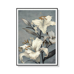 50cmx70cm Floral Lily II Black Frame Canvas Wall Art Tristar Online