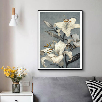 80cmx120cm Floral Lily II Black Frame Canvas Wall Art Tristar Online