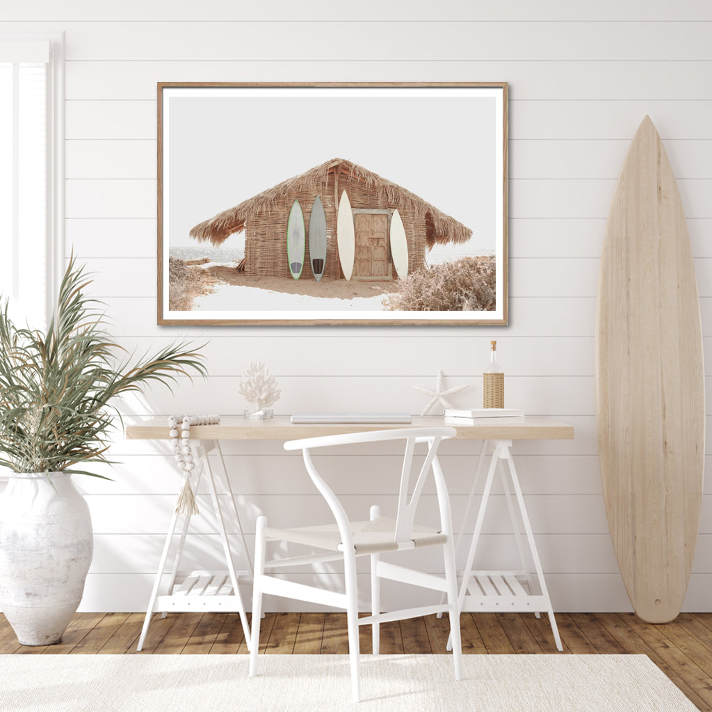 50cmx70cm Surf Cabin Wood Frame Canvas Wall Art Tristar Online