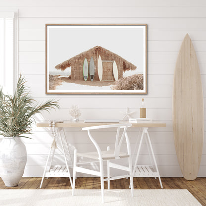 60cmx90cm Surf Cabin Wood Frame Canvas Wall Art Tristar Online