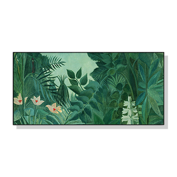 40cmx80cm The Equatorial Jungle Green Forest By Henri Rousseau Black Frame Canvas Wall Art Tristar Online