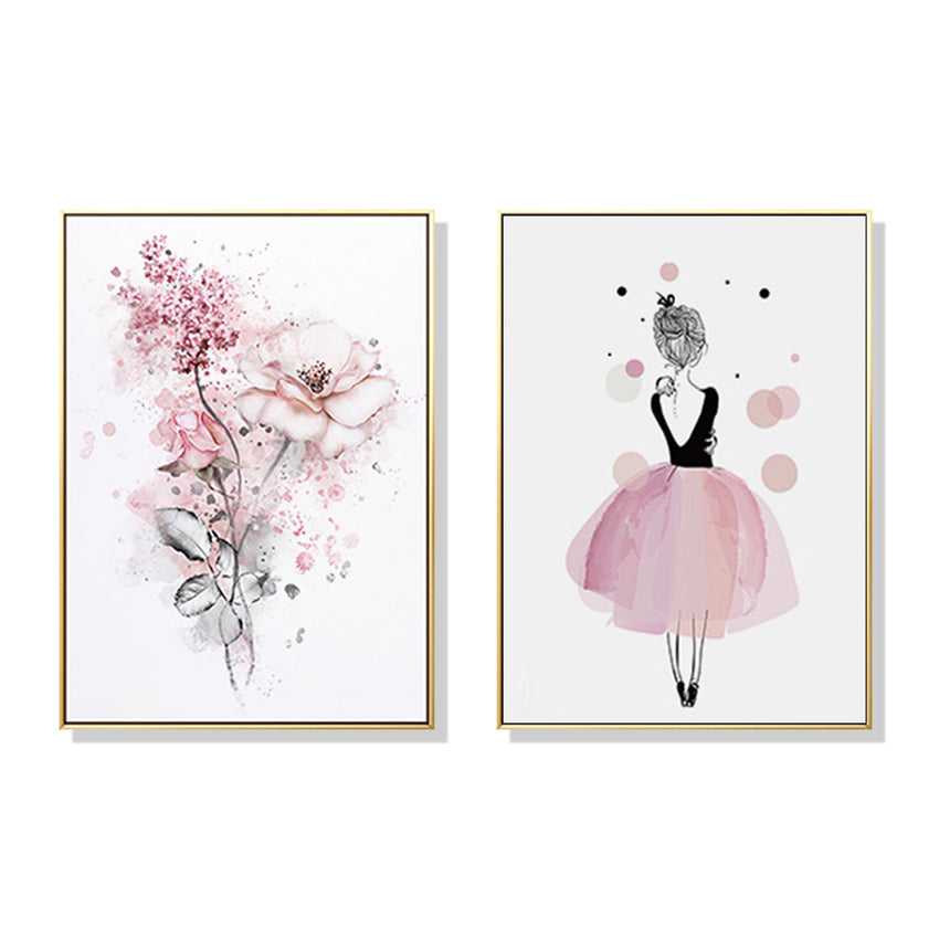 50cmx70cm Dancing Ballerina in Paris 2 Sets Gold Frame Canvas Wall Art Tristar Online