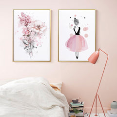 50cmx70cm Dancing Ballerina in Paris 2 Sets Gold Frame Canvas Wall Art Tristar Online