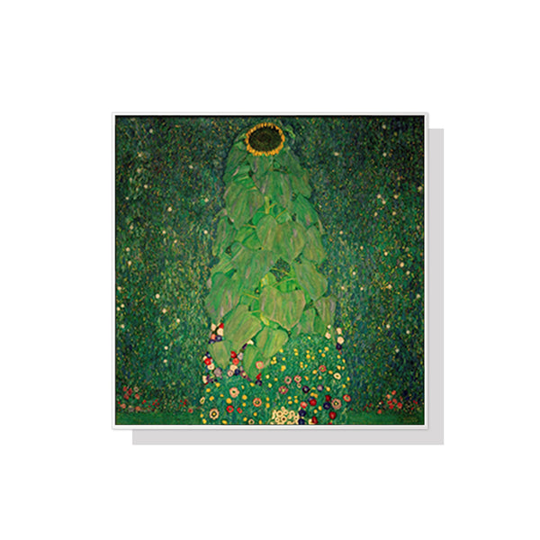 50cmx50cm Sunflower by Gustav Klimt White Frame Canvas Wall Art Tristar Online