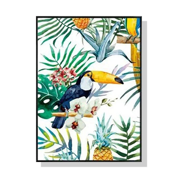 50cmx70cm Toucan plants Black Frame Canvas Wall Art Tristar Online