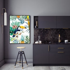 80cmx120cm Toucan plants Black Frame Canvas Wall Art Tristar Online