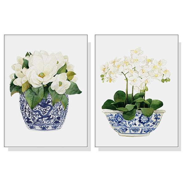 50cmx70cm Elegant Flower 2 Sets White Frame Canvas Wall Art Tristar Online