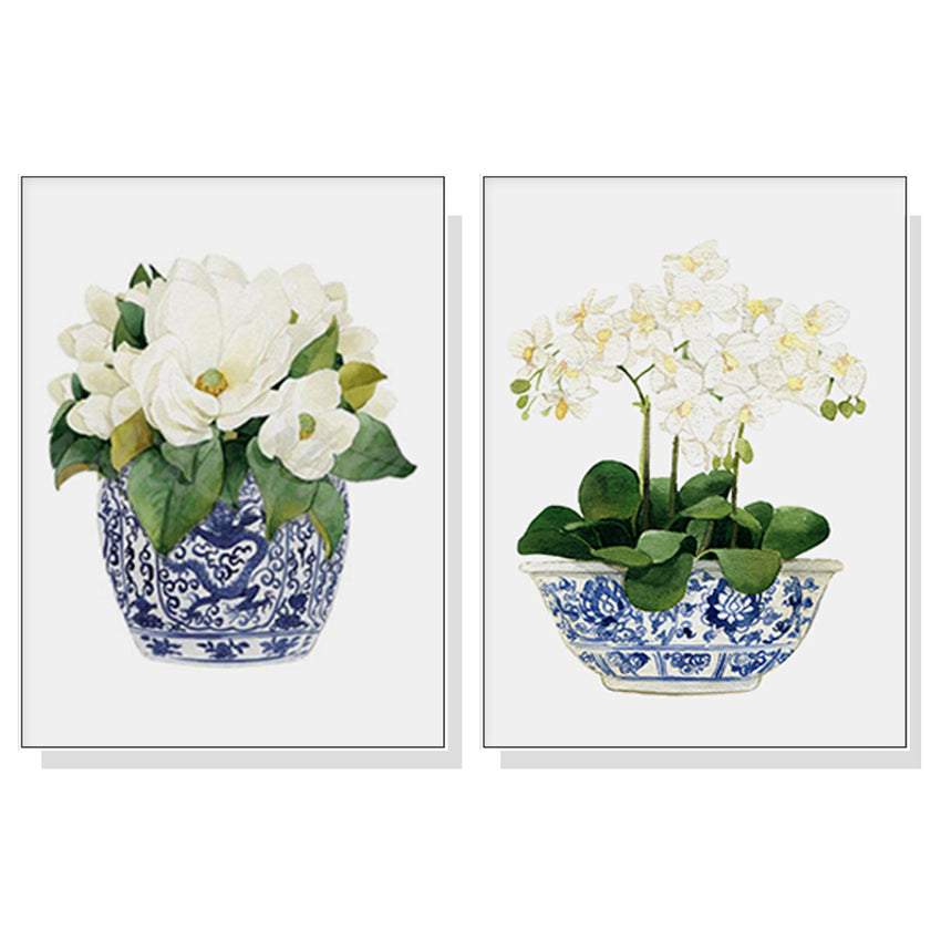 60cmx90cm Elegant Flower 2 Sets White Frame Canvas Wall Art Tristar Online