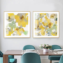 50cmx50cm Yellow Flowers American Style 2 Sets Gold Frame Canvas Wall Art Tristar Online