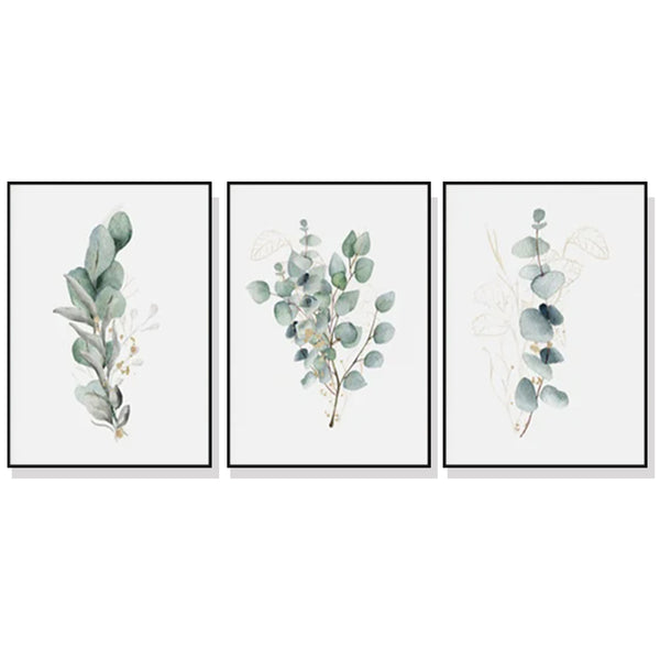 40cmx60cm Eucalyptus Plant  3 Sets Black Frame Canvas Wall Art Tristar Online