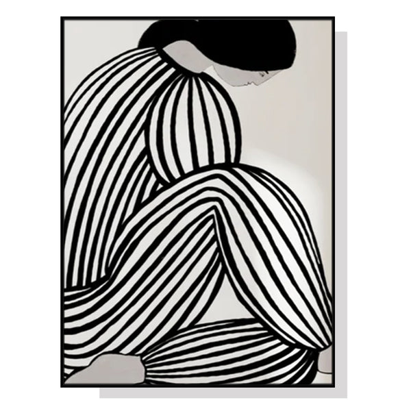 50cmx70cm Mid Century Figure Black Frame Canvas Wall Art Tristar Online