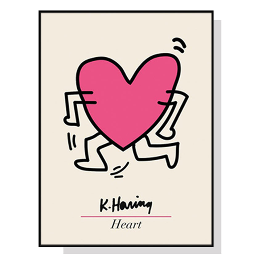 50cmx70cm Keith Haring Love Pop Art Black Frame Canvas Wall Art Tristar Online