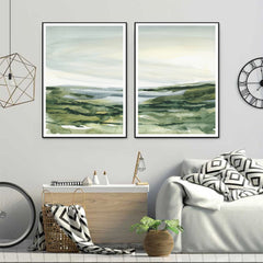 50cmx70cm Watercolor landscape 2 Sets Black Frame Canvas Wall Art Tristar Online