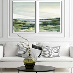 50cmx70cm Watercolor landscape 2 Sets Black Frame Canvas Wall Art Tristar Online