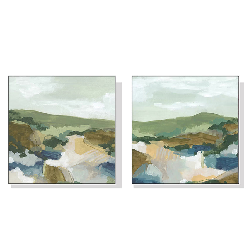 50cmx50cm Abstract Landscape 2 Sets White Frame Canvas Wall Art Tristar Online