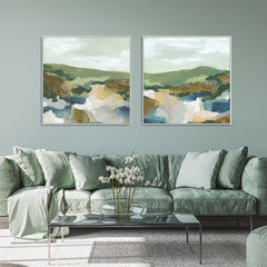 50cmx50cm Abstract Landscape 2 Sets White Frame Canvas Wall Art Tristar Online