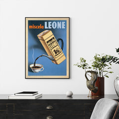 50cmx70cm Miscela Leone, 1950 Black Frame Canvas Wall Art Tristar Online