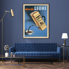 80cmx120cm Miscela Leone, 1950 Black Frame Canvas Wall Art Tristar Online