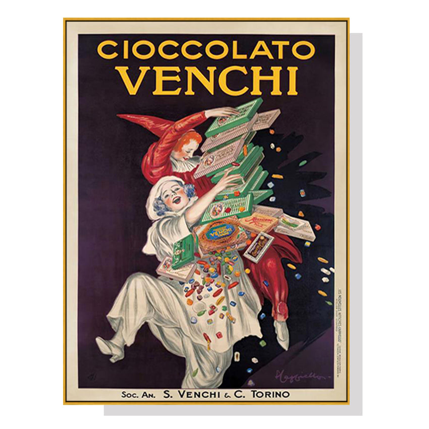 50cmx70cm Cioccolato Venchi Vintage Gold Frame Canvas Wall Art Tristar Online