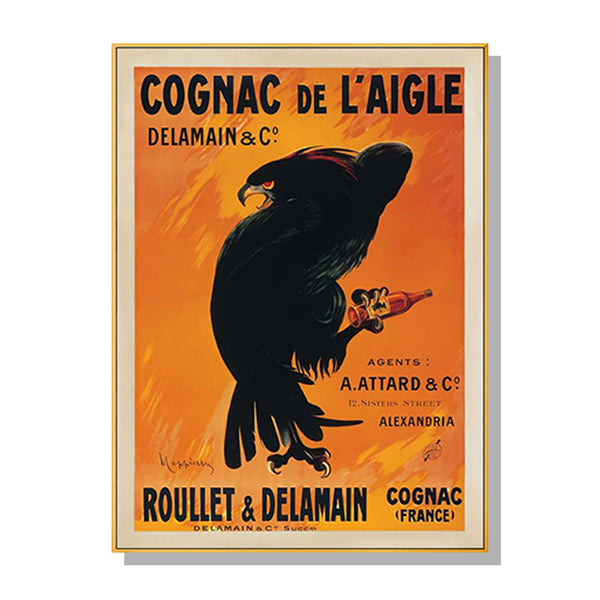 50cmx70cm Cognac de l'Aigle Gold Frame Canvas Wall Art Tristar Online