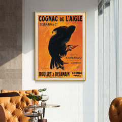 50cmx70cm Cognac de l'Aigle Gold Frame Canvas Wall Art Tristar Online