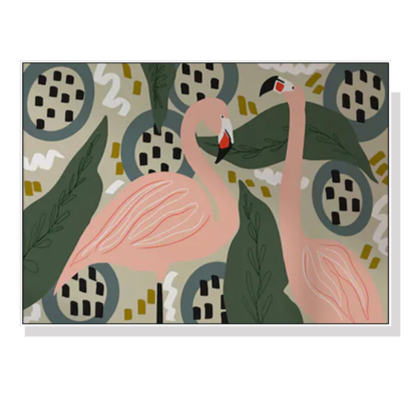 50cmx70cm Flamingo White Frame Canvas Wall Art Tristar Online