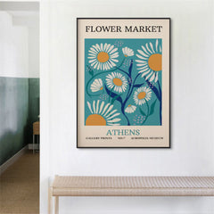 50cmx70cm Flower Market Athens Black Frame Canvas Wall Art Tristar Online