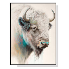 50cmx70cm Great White Buffalo Black Frame Canvas Wall Art Tristar Online