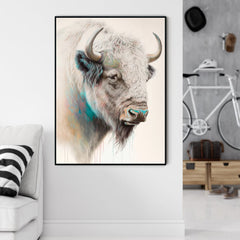 50cmx70cm Great White Buffalo Black Frame Canvas Wall Art Tristar Online