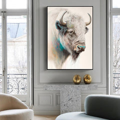 50cmx70cm Great White Buffalo Black Frame Canvas Wall Art Tristar Online