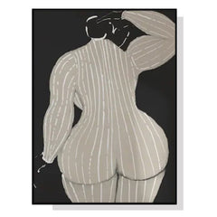 50cmx70cm Mid Century Lady Black Frame Canvas Wall Art Tristar Online