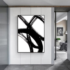 50cmx70cm Minimalist Black Artwork Black Frame Canvas Wall Art Tristar Online