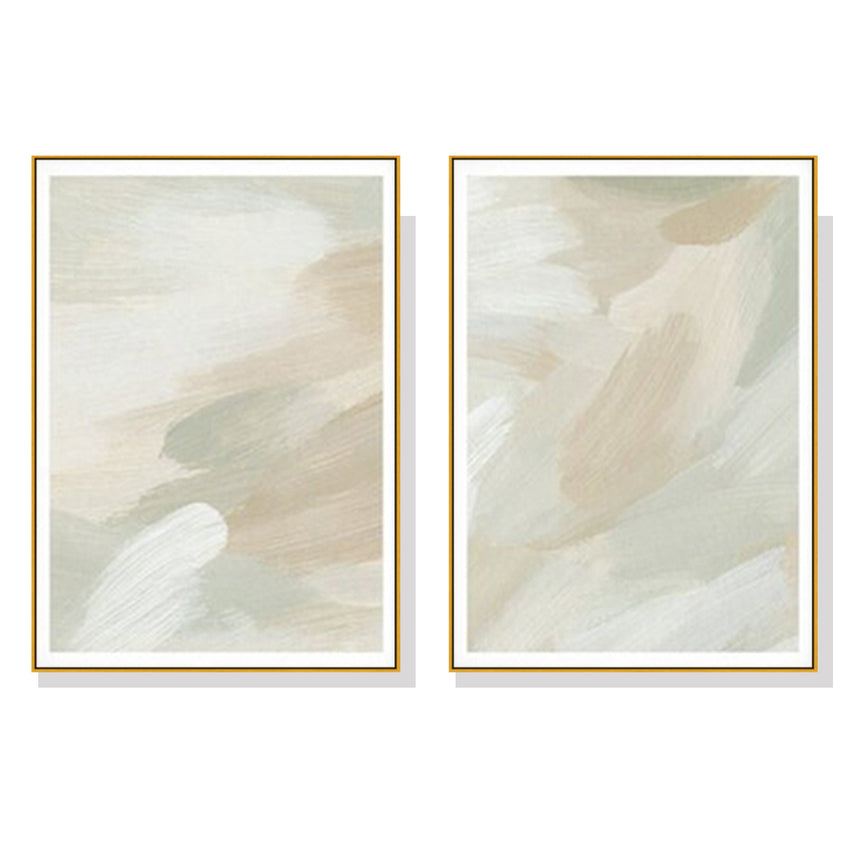 50cmx70cm Beige and Sage Green 2 Sets Gold Frame Canvas Wall Art Tristar Online