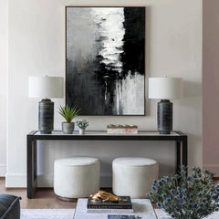 50cmx70cm Abstract Black White Artwork Black Frame Canvas Wall Art Tristar Online