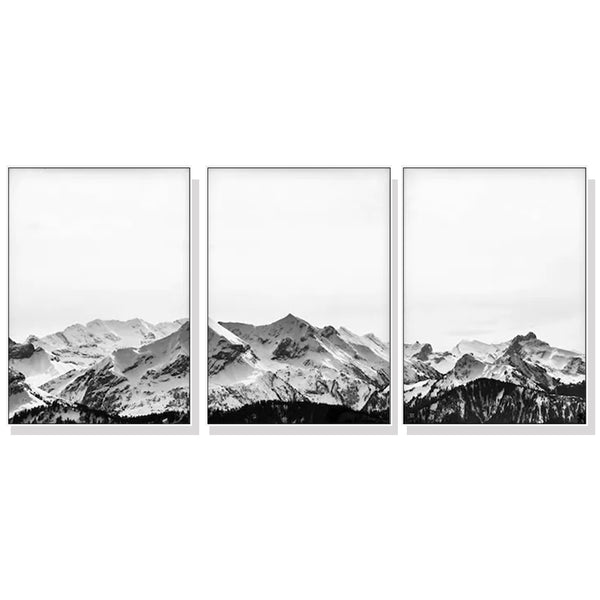 40cmx60cm Black White Mountain 3 Sets White Frame Canvas Wall Art Tristar Online