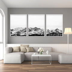 40cmx60cm Black White Mountain 3 Sets White Frame Canvas Wall Art Tristar Online