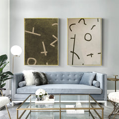 70cmx100cm Neutral Composition 2 Sets Gold Frame Canvas Wall Art Tristar Online
