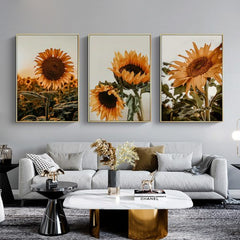 40cmx60cm Sunflower 3 Sets Gold Frame Canvas Wall Art Tristar Online