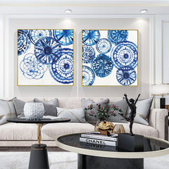 70cmx70cm Blue Day 2 Sets Gold Frame Canvas Wall Art Tristar Online