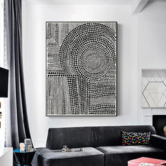 50cmx70cm Clustered Dots B Black Frame Canvas Wall Art Tristar Online