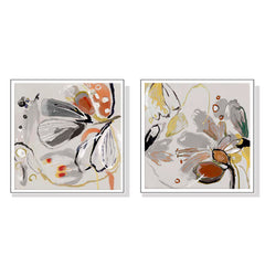 50cmx50cm Blooming Spring Floral 2 Sets White Frame Canvas Wall Art Tristar Online