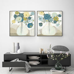 50cmx50cm Blue Bouquet 2 Sets Black Frame Canvas Wall Art Tristar Online