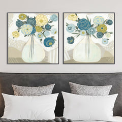 50cmx50cm Blue Bouquet 2 Sets Black Frame Canvas Wall Art Tristar Online