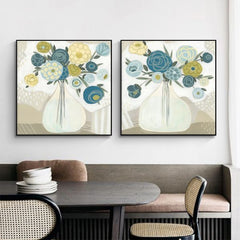 50cmx50cm Blue Bouquet 2 Sets Black Frame Canvas Wall Art Tristar Online