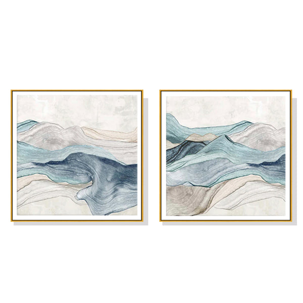 50cmx50cm Blue Mountain 2 Sets Gold Frame Canvas Wall Art Tristar Online