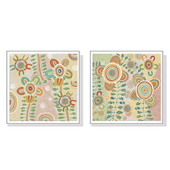 70cmx70cm Lovely Pattern 2 Sets White Frame Canvas Wall Art Tristar Online