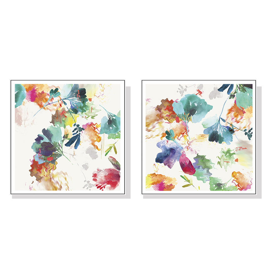 50cmx50cm Glitchy Floral 2 Sets White Frame Canvas Wall Art Tristar Online