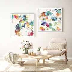 50cmx50cm Glitchy Floral 2 Sets White Frame Canvas Wall Art Tristar Online