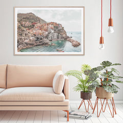 Wall Art 90cmx135cm Italy Cinque Terre Wood Frame Canvas Tristar Online